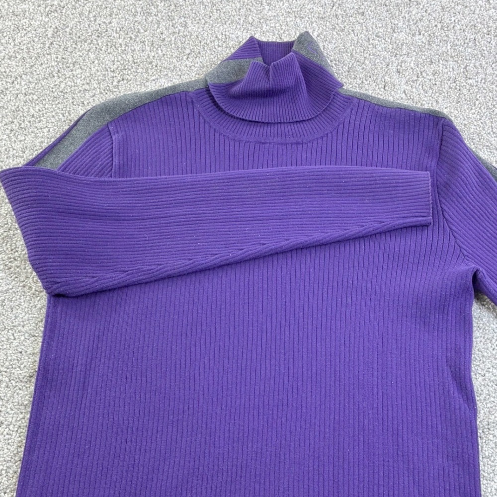 Lauren Active LRL Womens L Purple Ribbed Turtleneck Sweater Long Sleeve Logo VTG